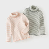 Dave&Bella Toddler Girls Pink/Gray Striped Turtle Sweet Comfortable Sweaters