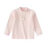 Dave&Bella Toddler Girls Beige/Pink Turtle Soft Simple Versatile Layering T-shirts