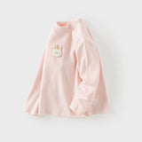 Dave&Bella Toddler Girls Beige/Pink Turtle Soft Simple Versatile Layering T-shirts
