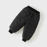 Dave&Bella Toddler Girls Black/Pink Sweet Bow Tie Comfortable Puffer Down Jogger Pants