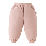 Dave&Bella Toddler Girls Black/Pink Sweet Bow Tie Comfortable Puffer Down Jogger Pants