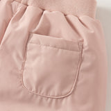 Dave&Bella Toddler Girls Black/Pink Sweet Bow Tie Comfortable Puffer Down Jogger Pants