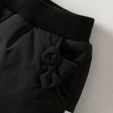Dave&Bella Toddler Girls Black/Pink Sweet Bow Tie Comfortable Puffer Down Jogger Pants