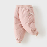 Dave&Bella Toddler Girls Black/Pink Sweet Bow Tie Comfortable Puffer Down Jogger Pants