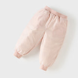 Dave&Bella Toddler Girls Black/Pink Sweet Bow Tie Comfortable Puffer Down Jogger Pants
