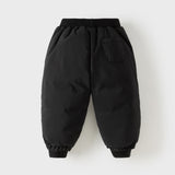 Dave&Bella Toddler Girls Black/Pink Sweet Bow Tie Comfortable Puffer Down Jogger Pants