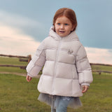 Dave&Bella Toddler Girls Light Purple/Black Hooded Simple Warm Puffer Down Coats