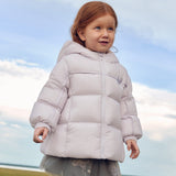 Dave&Bella Toddler Girls Light Purple/Black Hooded Simple Warm Puffer Down Coats