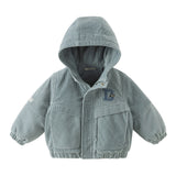Dave&Bella Toddler Boys Blue Hooded Thickened Warm Windproof Jackets