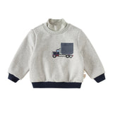 Dave&Bella Toddler Boys Gray Turtle Cute Car Print Cozy Soft Comfortable Sweatshirts