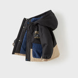 Dave&Bella Toddler Boys Carbon Black Classic Hooded Windproof Padded Puffer Coats