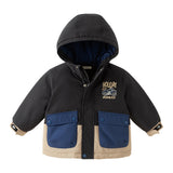 Dave&Bella Toddler Boys Carbon Black Classic Hooded Windproof Padded Puffer Coats