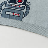Dave&Bella Toddler Boys Blue Booded Robot Print Soft Cozy Cotton Sweaters