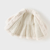 Dave&Bella Toddler Girls White Turndown A-line Elegant Thickened Comfortable Soft Skin-friendly Coats