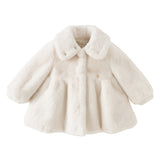 Dave&Bella Toddler Girls White Turndown A-line Elegant Thickened Comfortable Soft Skin-friendly Coats