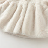 Dave&Bella Toddler Girls White Turndown A-line Elegant Thickened Comfortable Soft Skin-friendly Coats