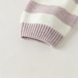 Dave&Bella Toddler Girls Purple/Blue Striped Cute Sheep/Dog Print Soft Cozy Sweaters