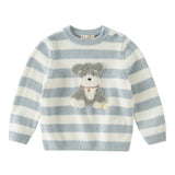 Dave&Bella Toddler Girls Purple/Blue Striped Cute Sheep/Dog Print Soft Cozy Sweaters