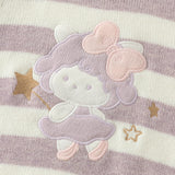 Dave&Bella Toddler Girls Purple/Blue Striped Cute Sheep/Dog Print Soft Cozy Sweaters