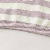 Dave&Bella Toddler Girls Purple/Blue Striped Cute Sheep/Dog Print Soft Cozy Sweaters