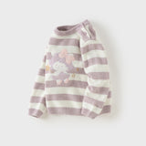 Dave&Bella Toddler Girls Purple/Blue Striped Cute Sheep/Dog Print Soft Cozy Sweaters