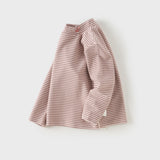 Dave&Bella Toddler Girls Pink/Gray/Beige Striped Turtle Fleece Versatile Essential T-shirts