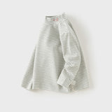 Dave&Bella Toddler Girls Pink/Gray/Beige Striped Turtle Fleece Versatile Essential T-shirts