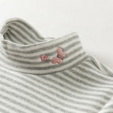 Dave&Bella Toddler Girls Pink/Gray/Beige Striped Turtle Fleece Versatile Essential T-shirts
