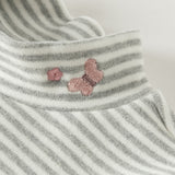 Dave&Bella Toddler Girls Pink/Gray/Beige Striped Turtle Fleece Versatile Essential T-shirts