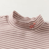 Dave&Bella Toddler Girls Pink/Gray/Beige Striped Turtle Fleece Versatile Essential T-shirts