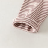 Dave&Bella Toddler Girls Pink/Gray/Beige Striped Turtle Fleece Versatile Essential T-shirts