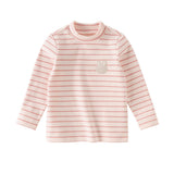Dave&Bela Toddler Girls Pink/Beige Sweet Turtle Minimalist Versatile Soft Cozy T-shirts