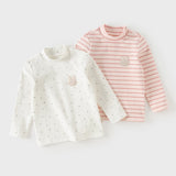 Dave&Bela Toddler Girls Pink/Beige Sweet Turtle Minimalist Versatile Soft Cozy T-shirts