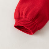 Dave&Bella Toddler Girls Red Doll Collar Cute Cherry Print Cozy Soft A-line Knit Dress