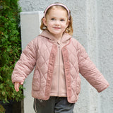 Dave&Bella Toddler Girls Pink/Khaki Round Collar Classic Padded Warm Windproof Jackets