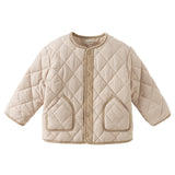 Dave&Bella Toddler Girls Pink/Khaki Round Collar Classic Padded Warm Windproof Jackets
