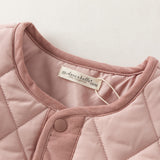Dave&Bella Toddler Girls Pink/Khaki Round Collar Classic Padded Warm Windproof Jackets