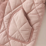 Dave&Bella Toddler Girls Pink/Khaki Round Collar Classic Padded Warm Windproof Jackets