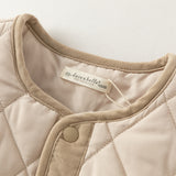 Dave&Bella Toddler Girls Pink/Khaki Round Collar Classic Padded Warm Windproof Jackets