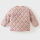 Dave&Bella Toddler Girls Pink/Khaki Round Collar Classic Padded Warm Windproof Jackets