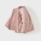 Dave&Bella Toddler Girls Pink/Khaki Round Collar Classic Padded Warm Windproof Jackets