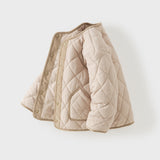 Dave&Bella Toddler Girls Pink/Khaki Round Collar Classic Padded Warm Windproof Jackets