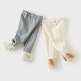 Dave&Bella Toddler Girls Grey/Beige Cute Thickned Versatile Comfortable Leggings