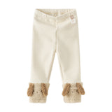 Dave&Bella Toddler Girls Grey/Beige Cute Thickned Versatile Comfortable Leggings