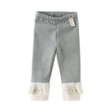 Dave&Bella Toddler Girls Grey/Beige Cute Thickned Versatile Comfortable Leggings