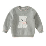 Dave&Bella Toddler Girls Gray Cute Dog Print Soft Comfortable Sweaters