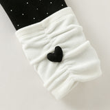 Dave&Bella Toddler Girls Light Grey/Black Dot Print Fleece-Line Versatile Leggings