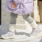 Dave&Bella Toddler Girls Light Grey/Black Dot Print Fleece-Line Versatile Leggings