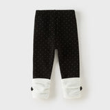 Dave&Bella Toddler Girls Light Grey/Black Dot Print Fleece-Line Versatile Leggings