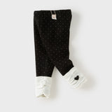 Dave&Bella Toddler Girls Light Grey/Black Dot Print Fleece-Line Versatile Leggings